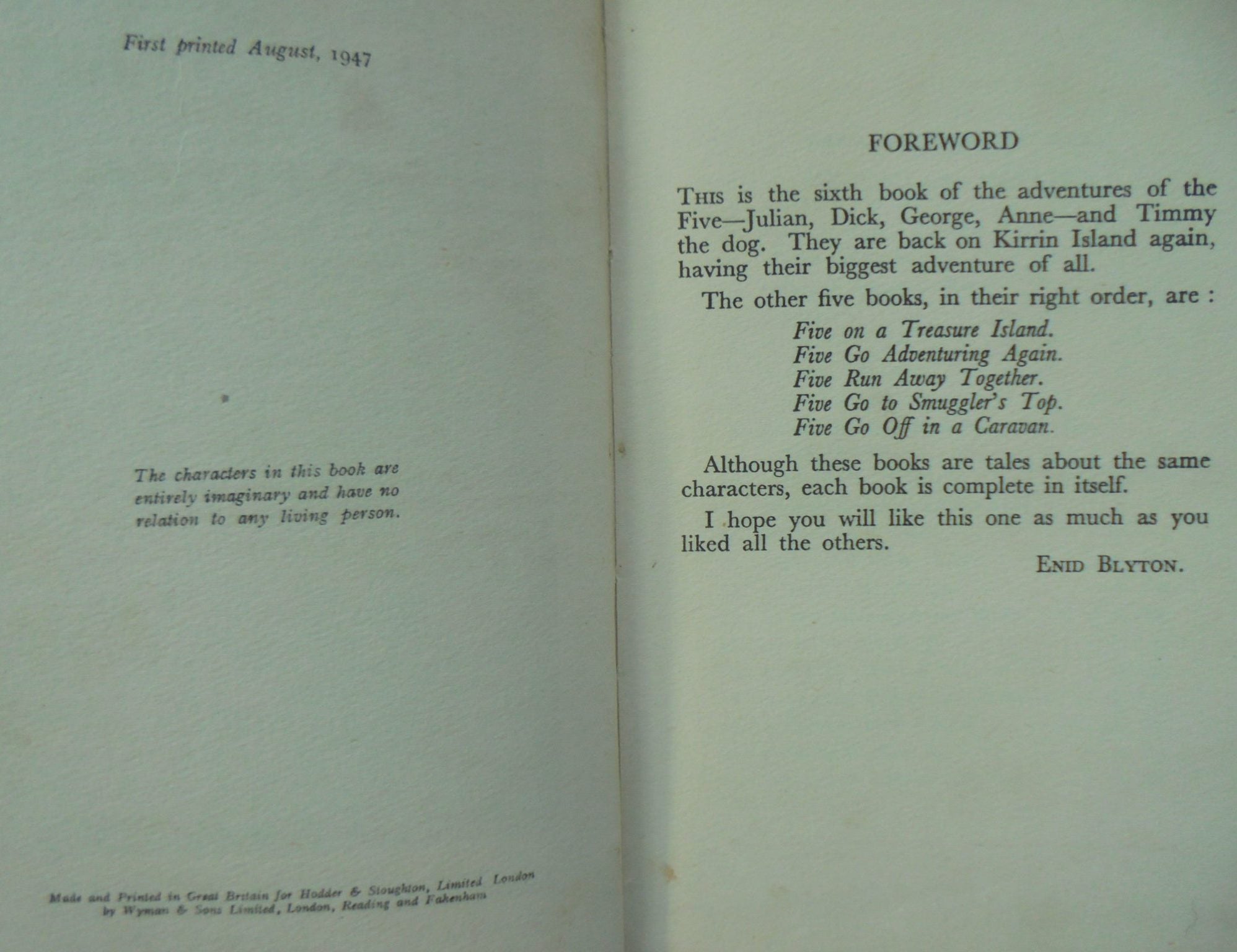 Five on Kirrin Island Again. First Edition 1947. By Enid Blyton