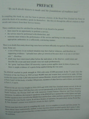 By Such Deeds Honours and awards in the Royal New Zealand Air Force 1923-1999 by Group Captain C.M. Hanson. 2001, FIRST EDITION. SCARCE.