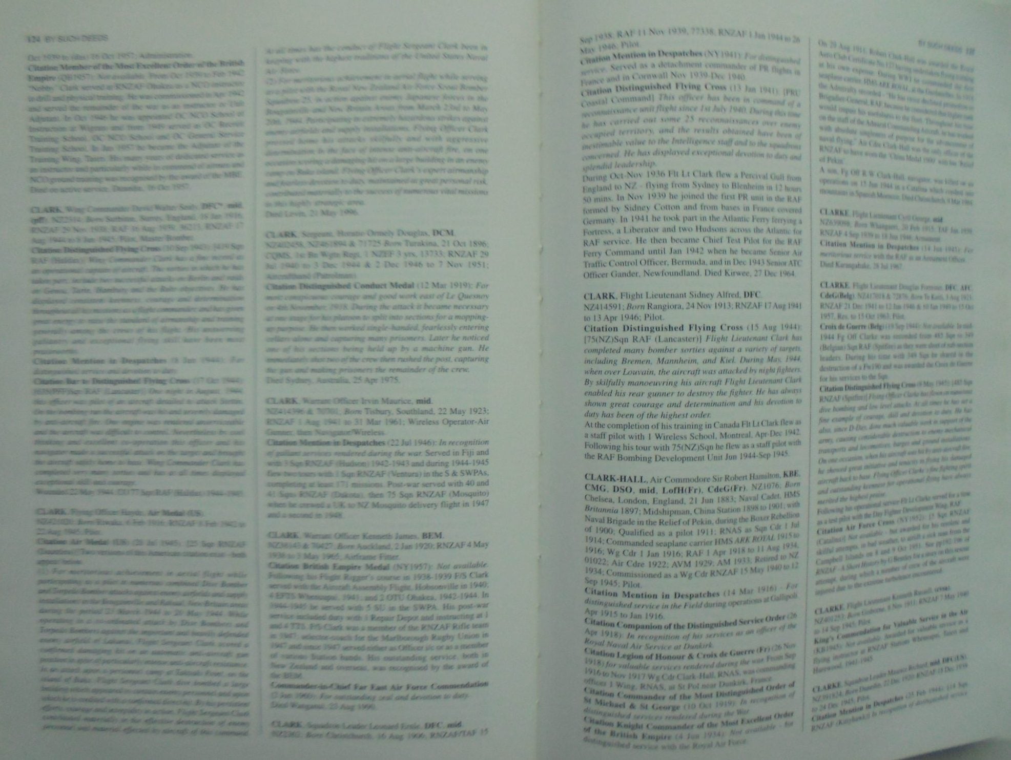 By Such Deeds Honours and awards in the Royal New Zealand Air Force 1923-1999 by Group Captain C.M. Hanson. 2001, FIRST EDITION. SCARCE.