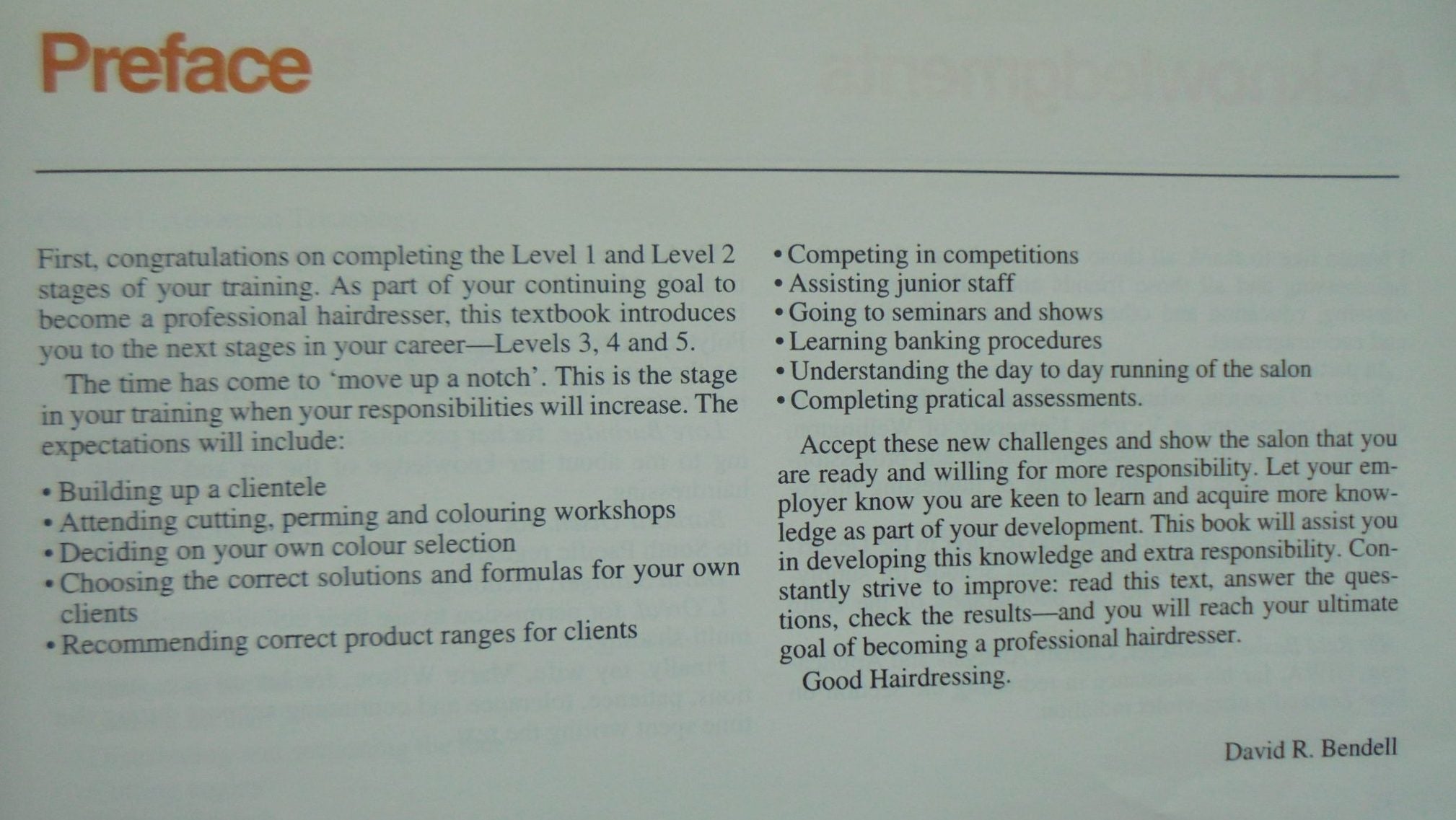 Hairdressing Unit Standards for Levels 3, 4 & 5 By David Bendall.