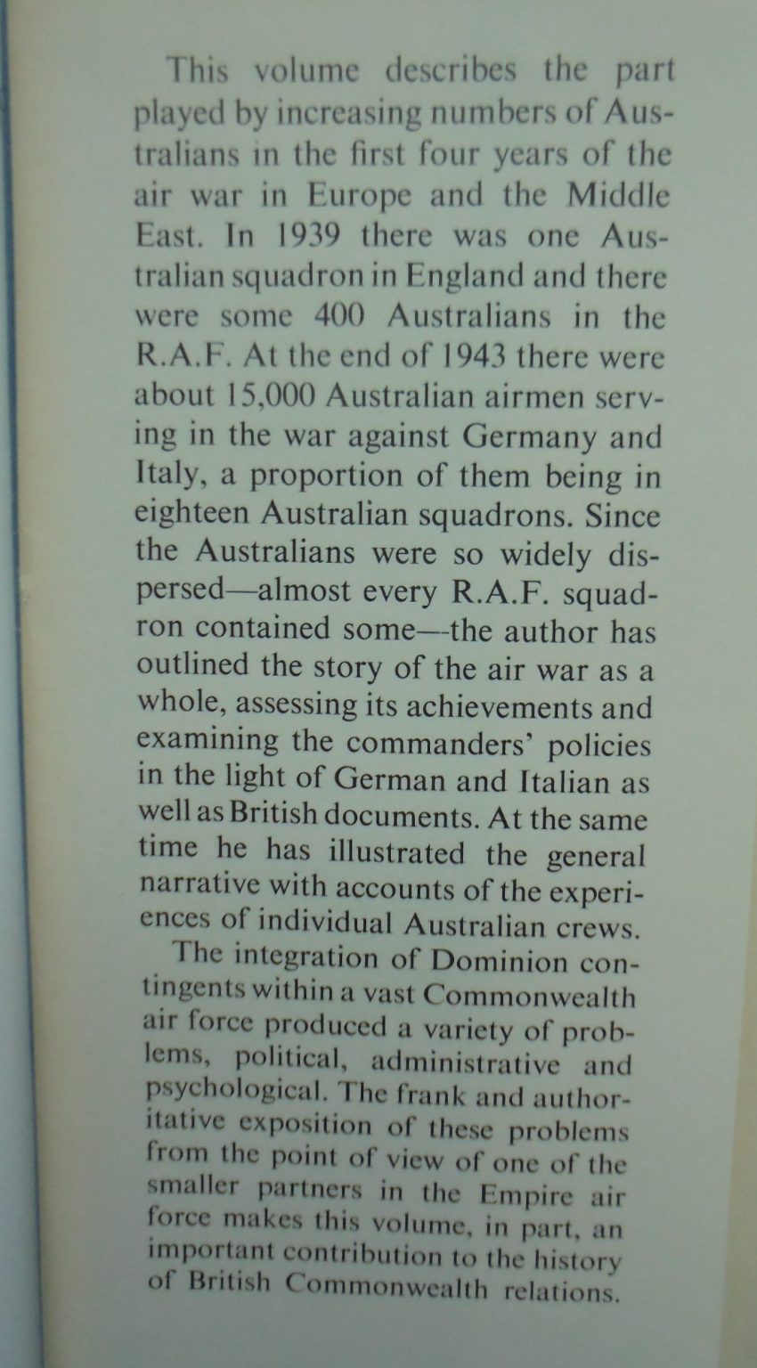 Air War Against Germany & Italy 1939-1943. By John Herington