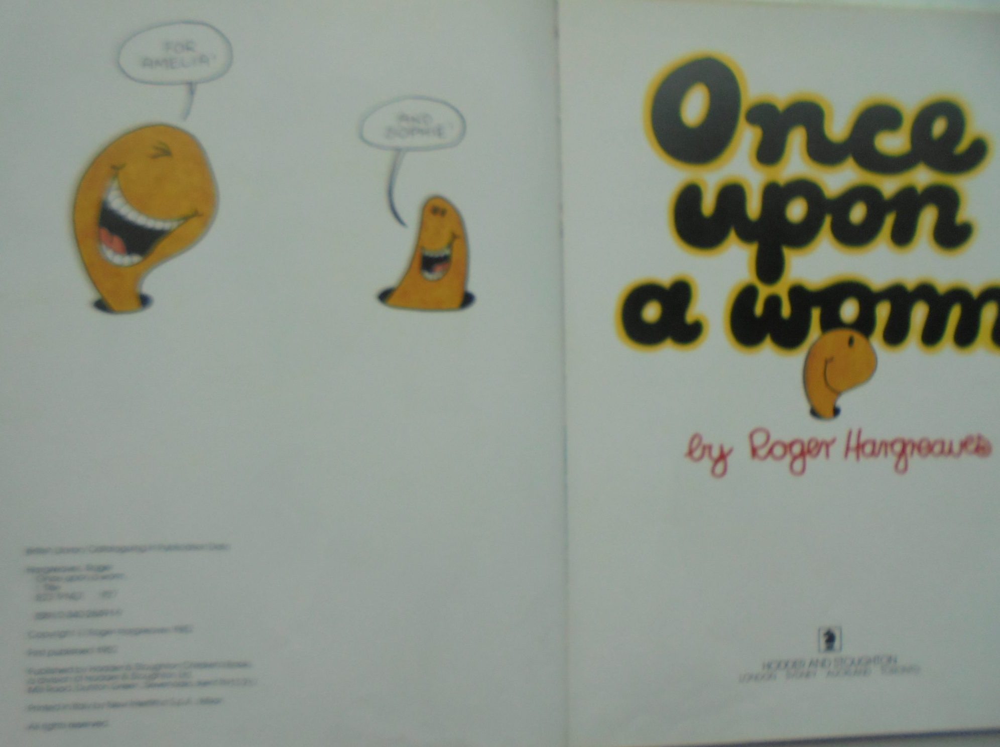 Once Upon a Worm . 1982 First Edition by Roger Hargreaves