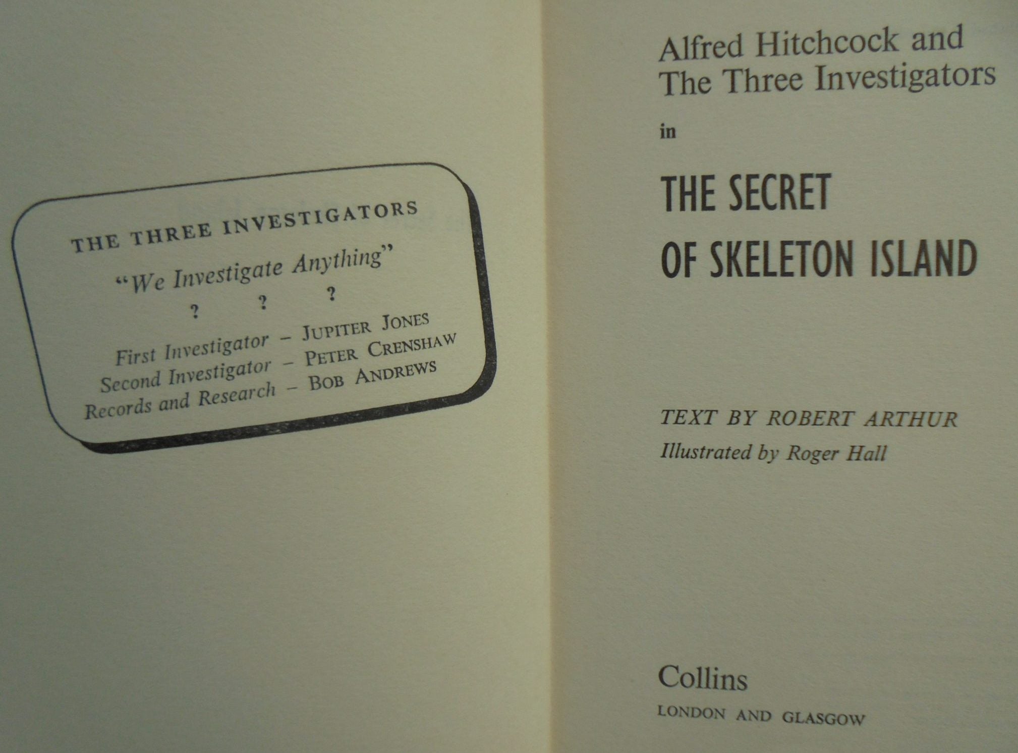 Alfred Hitchcock And The Three Investigators. The Secret Of Skeleton Island. 1968 First Edition TALL