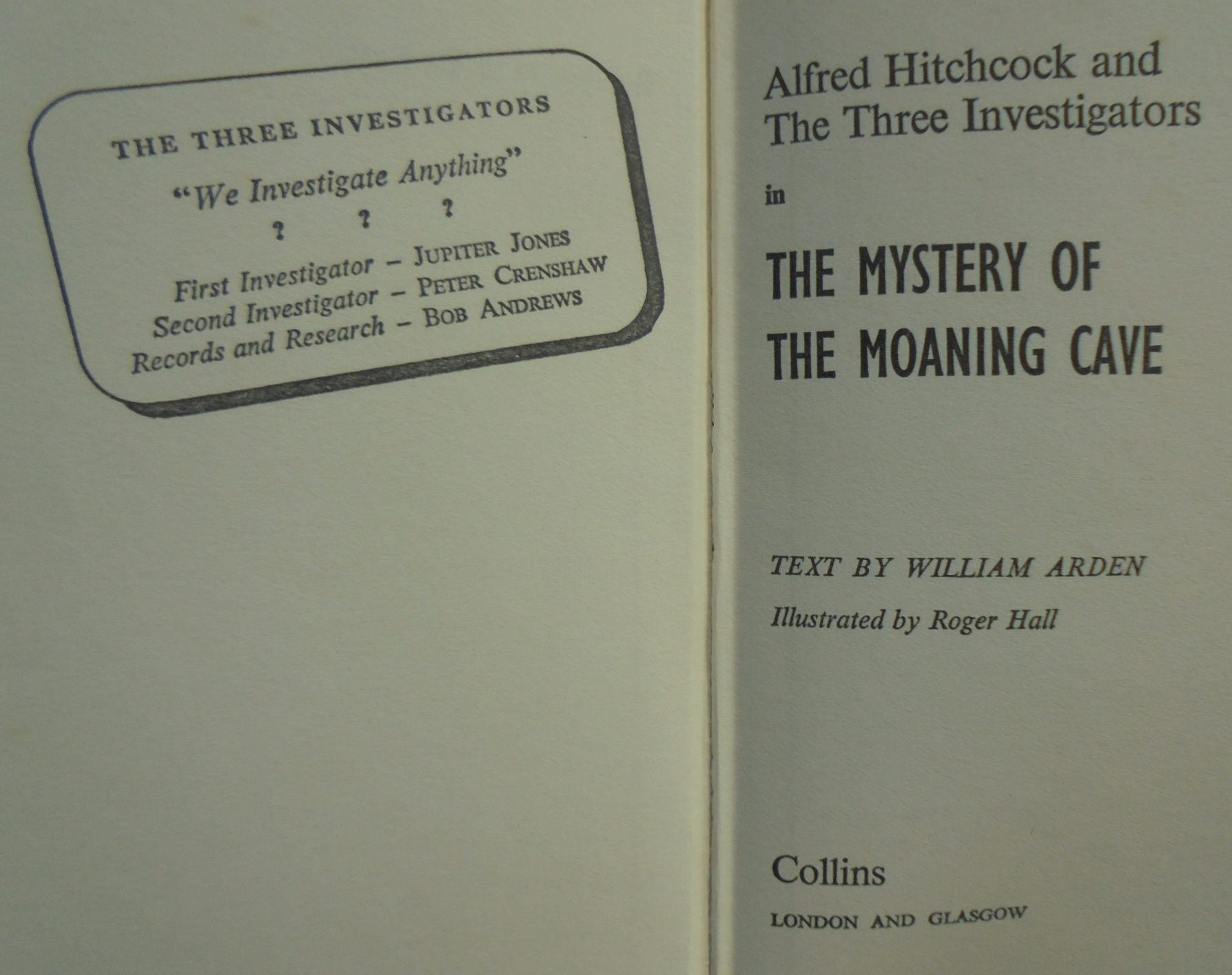 Alfred Hitchcock and the Three Investigators in the Mystery of the Moaning Cave. TALL