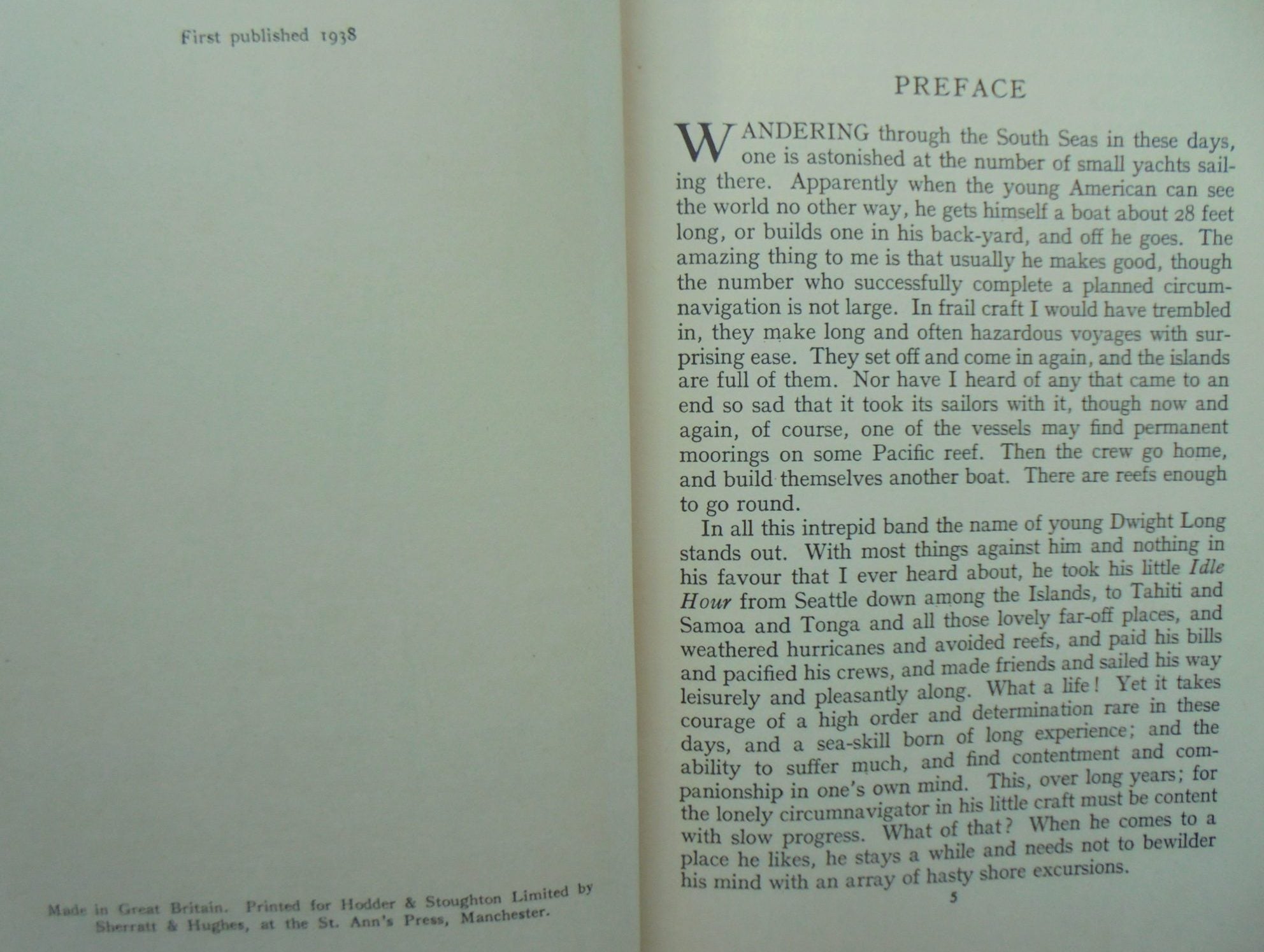 Sailing All Seas in the 'Idle Hour by Dwight Long. 1938, First Edition.