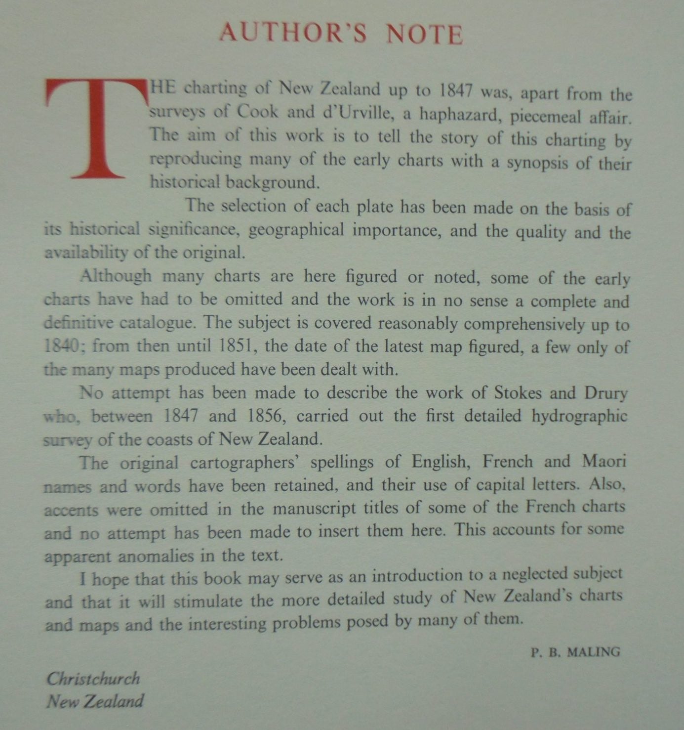 Early Charts of New Zealand 1542-1851. By Peter Bromley Maling