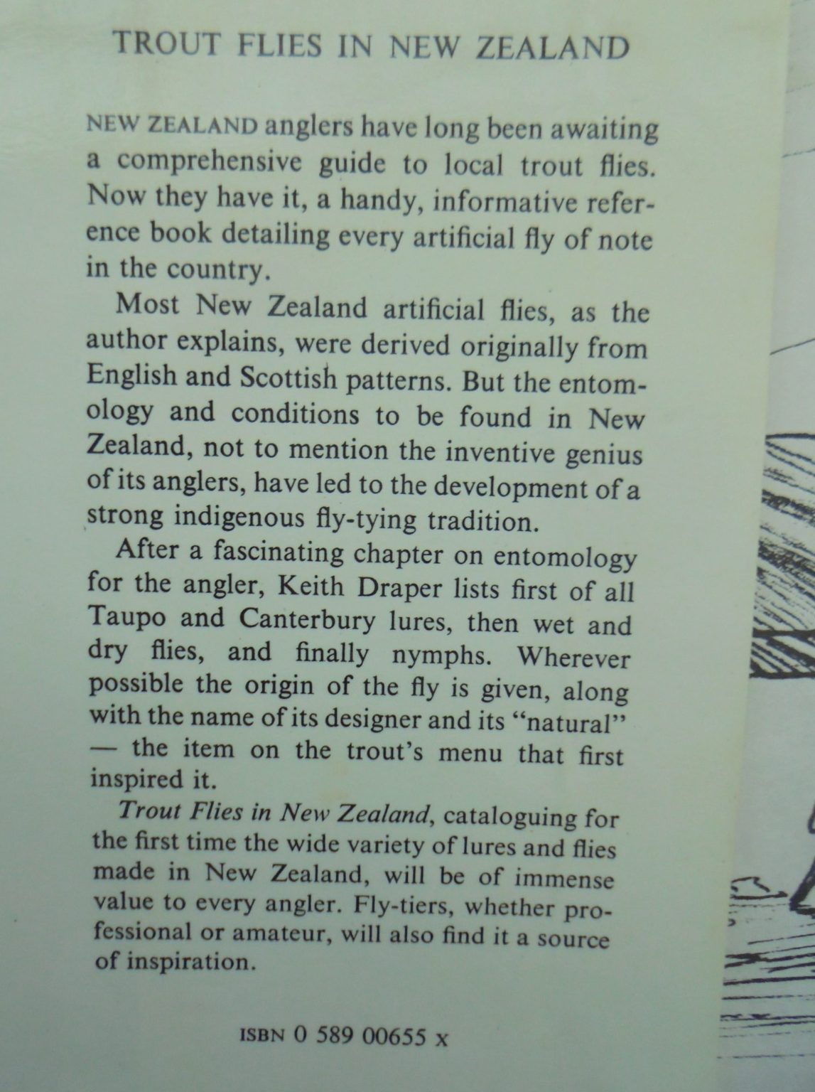 Trout Flies in New Zealand: (1st edition hardback) by Keith Draper.