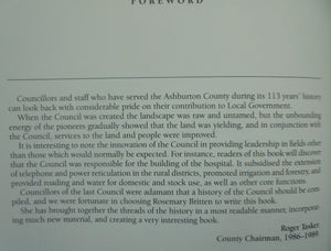 Between the Wind and the Water Ashburton County Council 1876-1989 by Rosemary Britten.