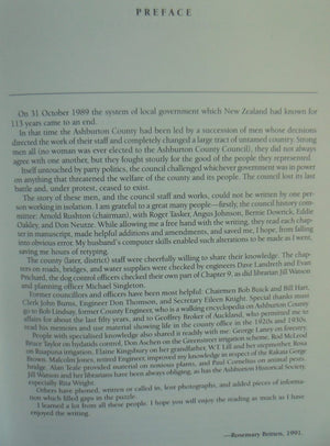 Between the Wind and the Water Ashburton County Council 1876-1989 by Rosemary Britten.