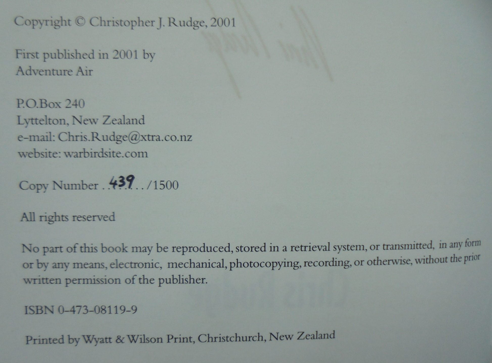 Missing. Aircraft Missing in New Zealand 1928 - 2000 by Chris Rudge. SIGNED BY AUTHOR.