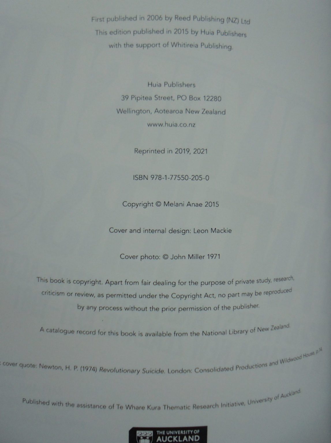 Polynesian Panthers: Pacific Protest and Affirmative Action in Aotearoa New Zealand 1971 - 1981 by Melani Anae.