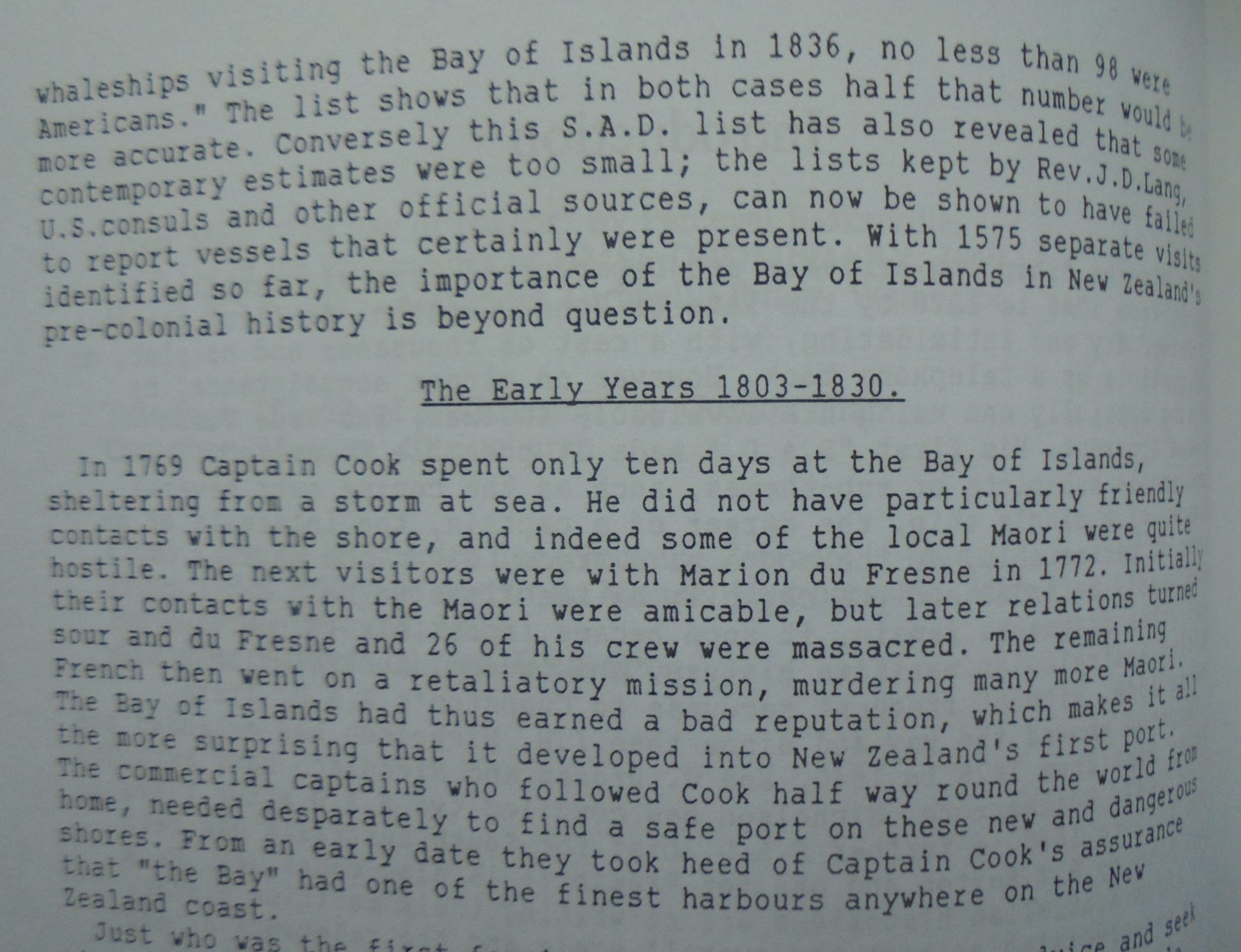 Bay of Islands Shipping Arrivals and Departures 1803-1840 By Rhys Richards and Jocelyn Chisholm.