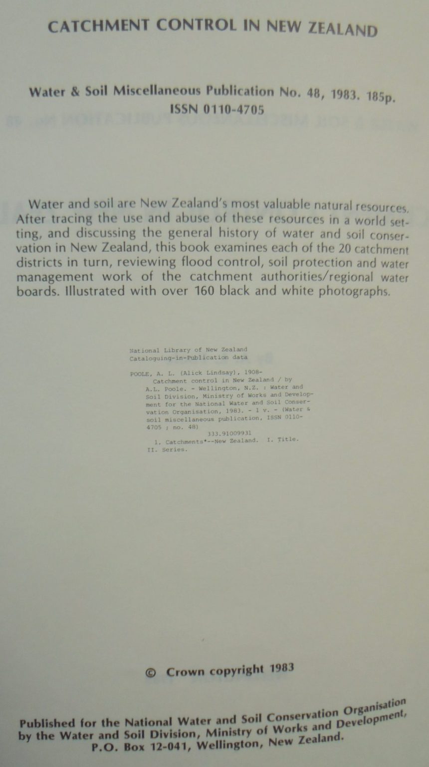 Catchment Control in New Zealand by A. L. Poole.