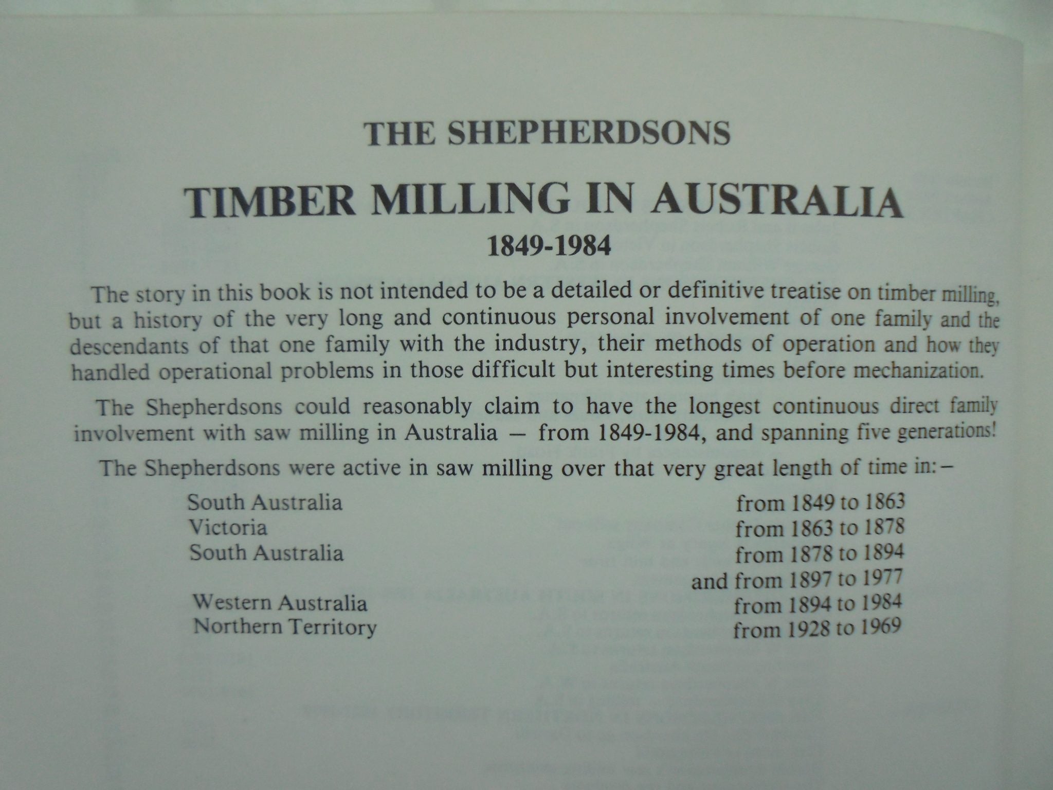 Timber Milling in Australia, 1849-1984 by David Mack.