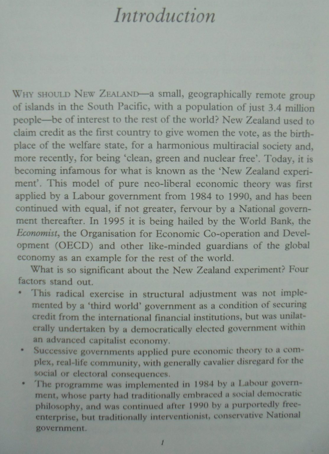 The New Zealand Experiment: A World Model for Structural Adjustment By Jane Kelsey.