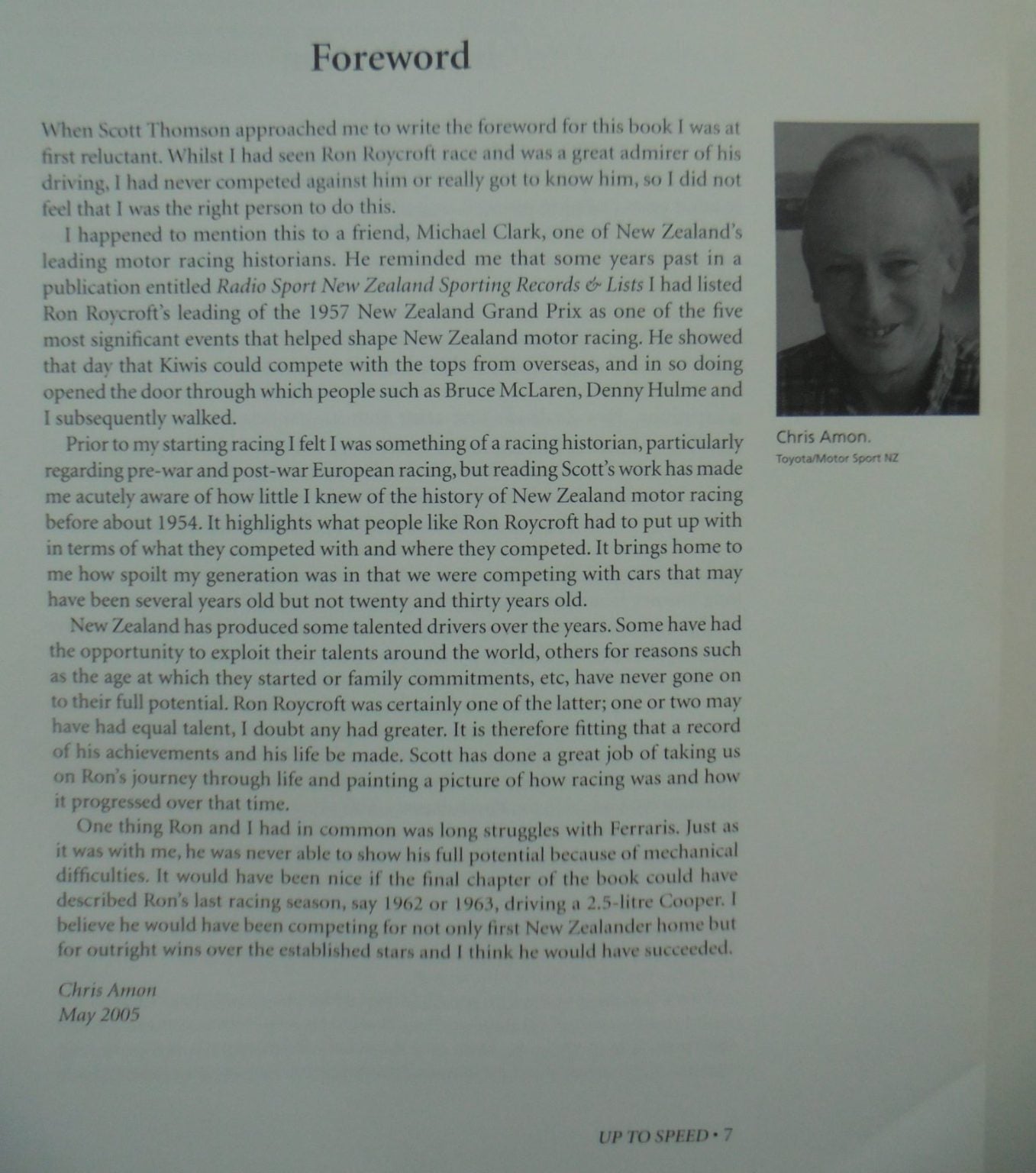 Up to Speed The Roycroft Years in New Zealand Racing By Scott Thomson. 2006, First Edition. VERY SCARCE.