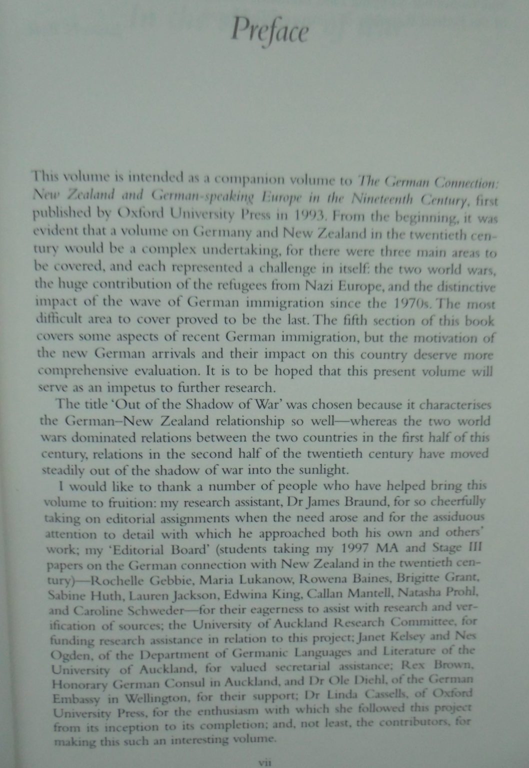 Out of the Shadow of War The German Connection with New Zealand in the Twentieth Century By James N. Bade.