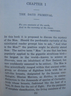 The Mystery of the Moa: New Zealand's Avian Giant by T. Lindsay Buick. 1931. FIRST EDITION. VERY SCARCE.