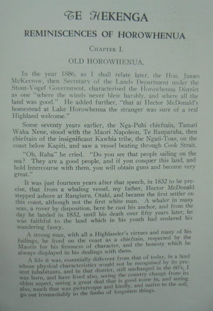 Te Hekenga Reminiscences of Early Horowhenua Being the Reminiscences of Mr Rod McDonald. Compiled by E. O'Donnell.