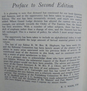 Masters and Past Masters Lodge No. 130 Questions and Answers The Questions and Answers Dealt with in the Transactions of the Master' and Past Masters' Lodge by R Hepburn.