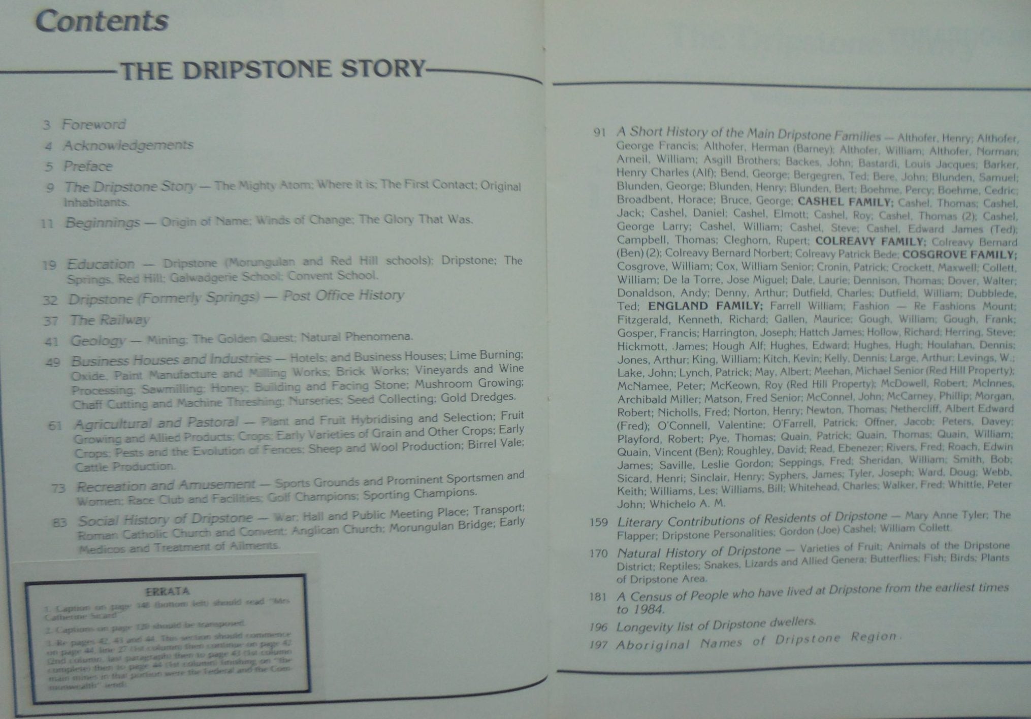 The Dripstone Story : being a comprehensive social history of Dripstone and district, from the earliest times to the present day by George W. Althofer.