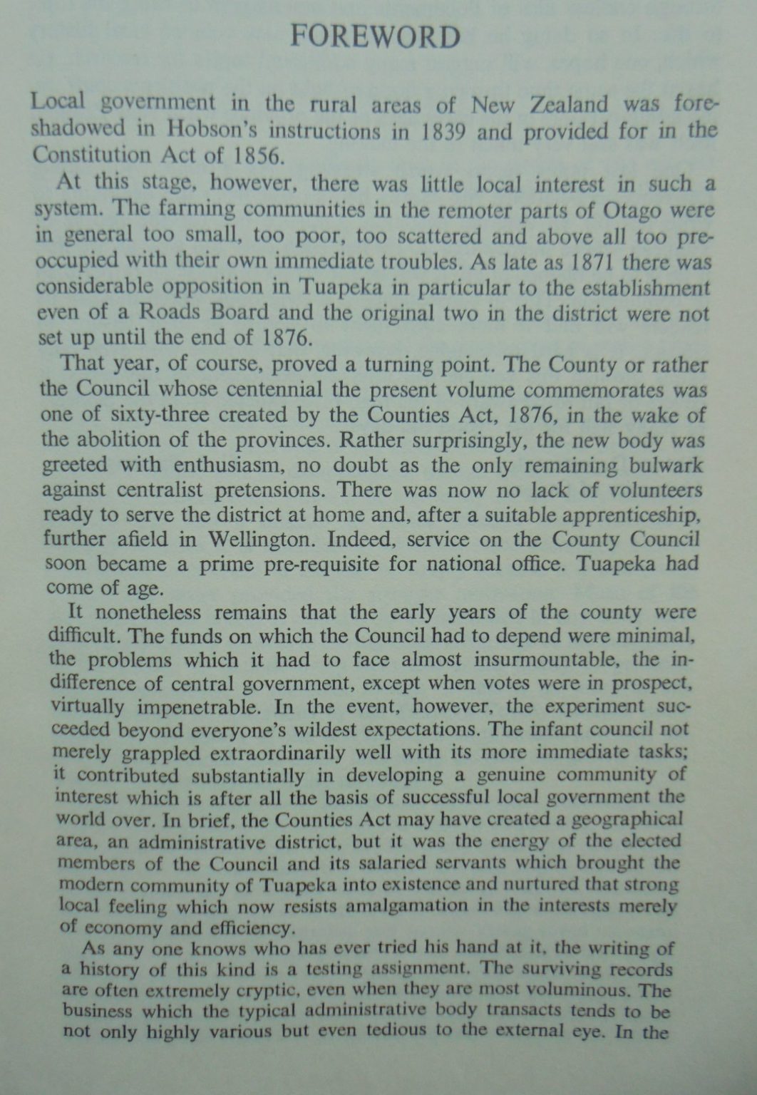 Hammer & Tap : Shaping Tuapeka County 1876-1976. By Robin Marks.