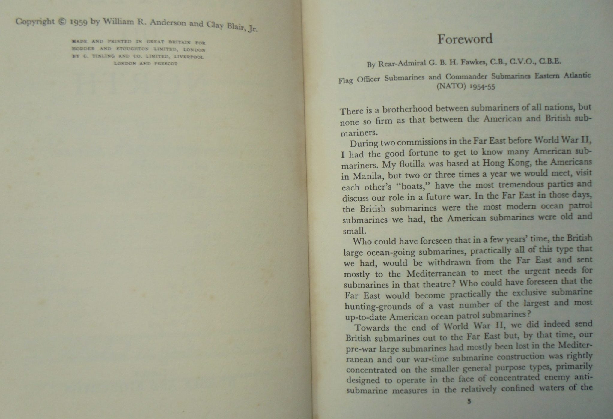 Nautilus 90 North. By Cmdr. William R. Anderson. first nuclear submarine. 1st edition