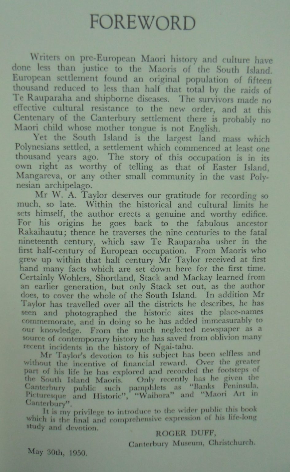 Lore and History of the South Island Maori by W. A. Taylor.