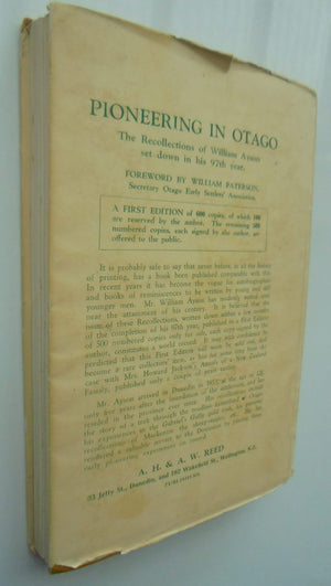 Pioneering in Otago, The Recollections of William Ayson Set Down In His 97th Year.