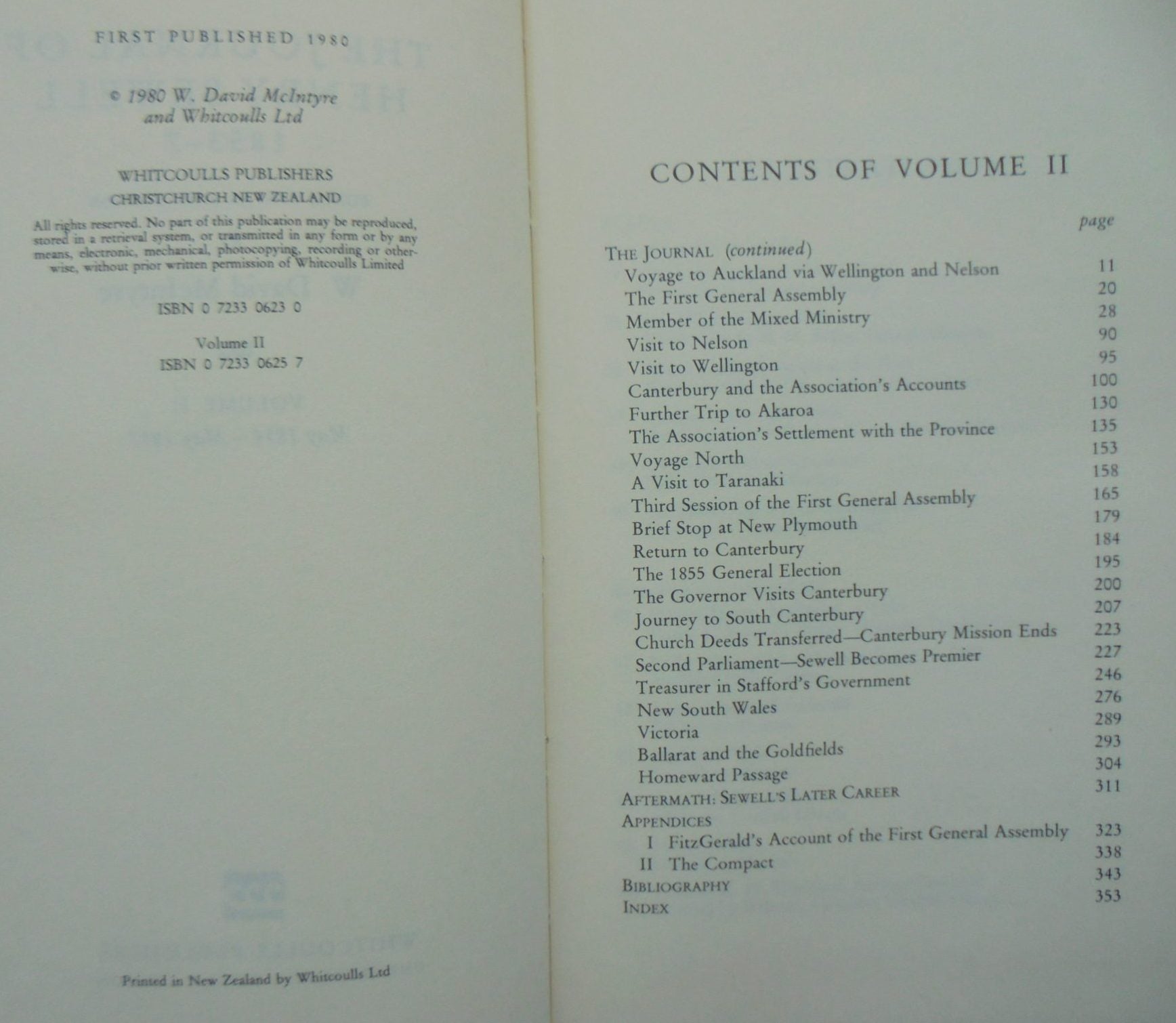 The Journal of Henry Sewell, 1853-7 - Volume 2. By D. McIntyre