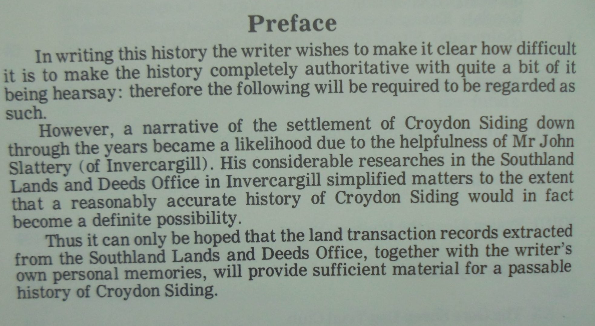 A History of Croydon Siding (1856-1985) by Alex D. Dickie. SIGNED BY AUTHOR.