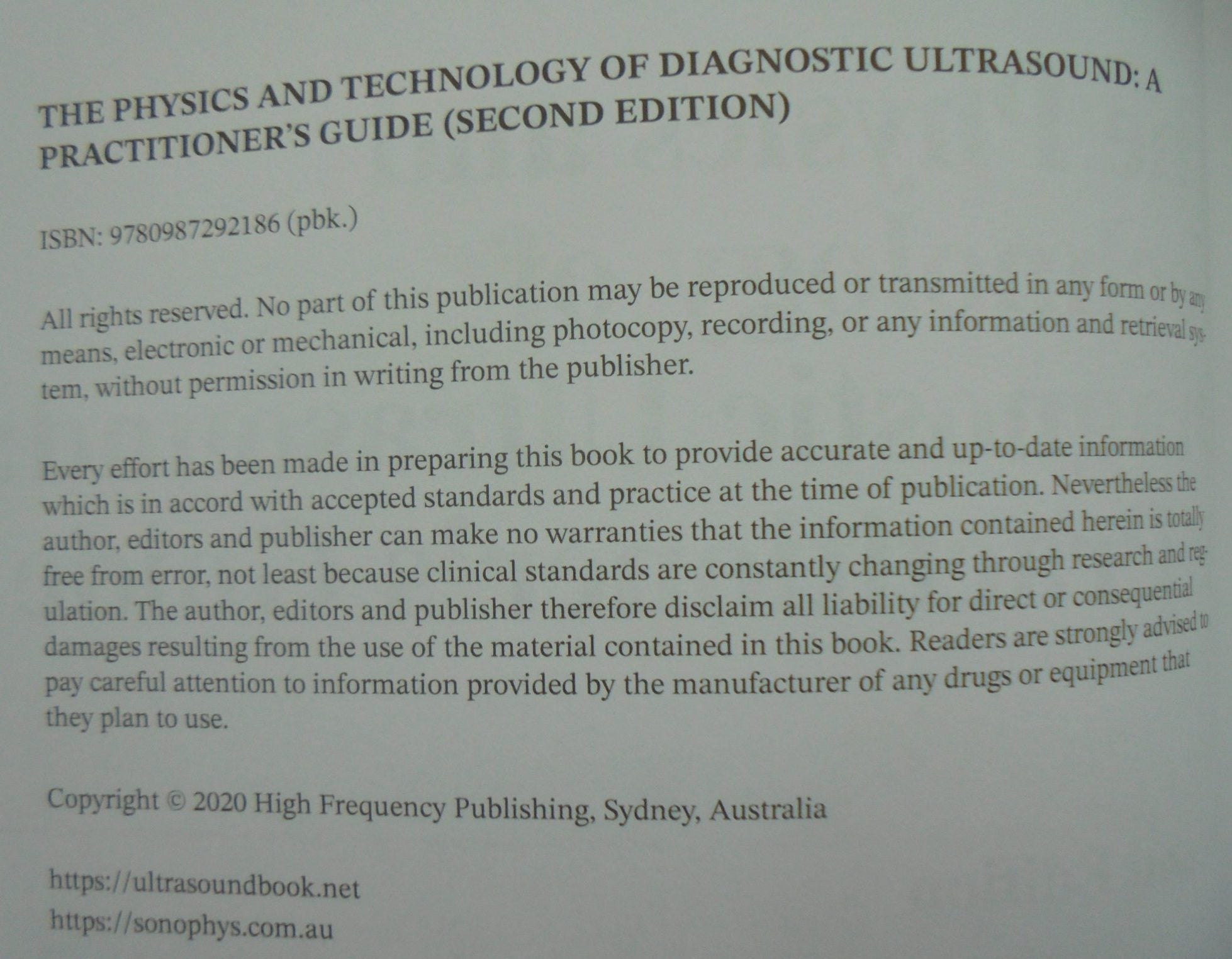 The Physics and Technology of Diagnostic Ultrasound A Practitioner's Guide (Second Edition) By Gill, Robert Wyatt.