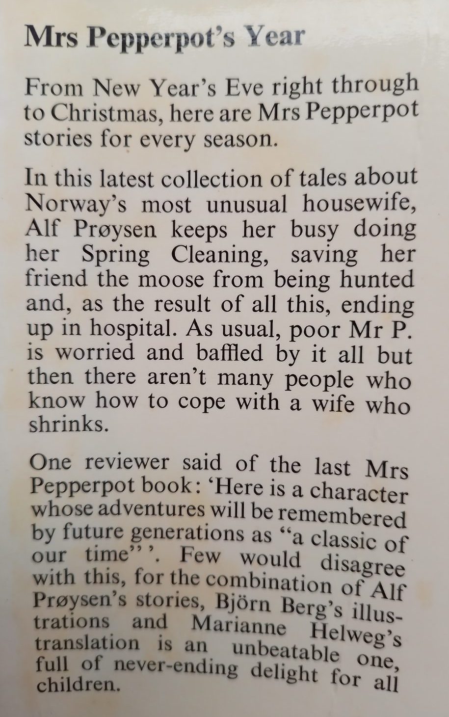 Mrs. Pepperpot's Year By Alf Proysen, Bjorn Berg and M. Helweg (Translated by).