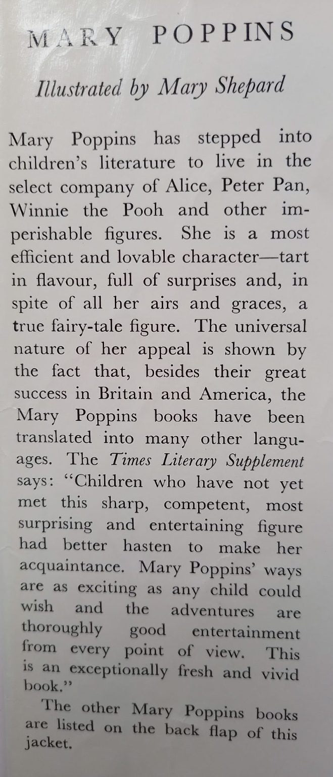 Mary Poppins by P. L. Travers Pub: Collins 1965.