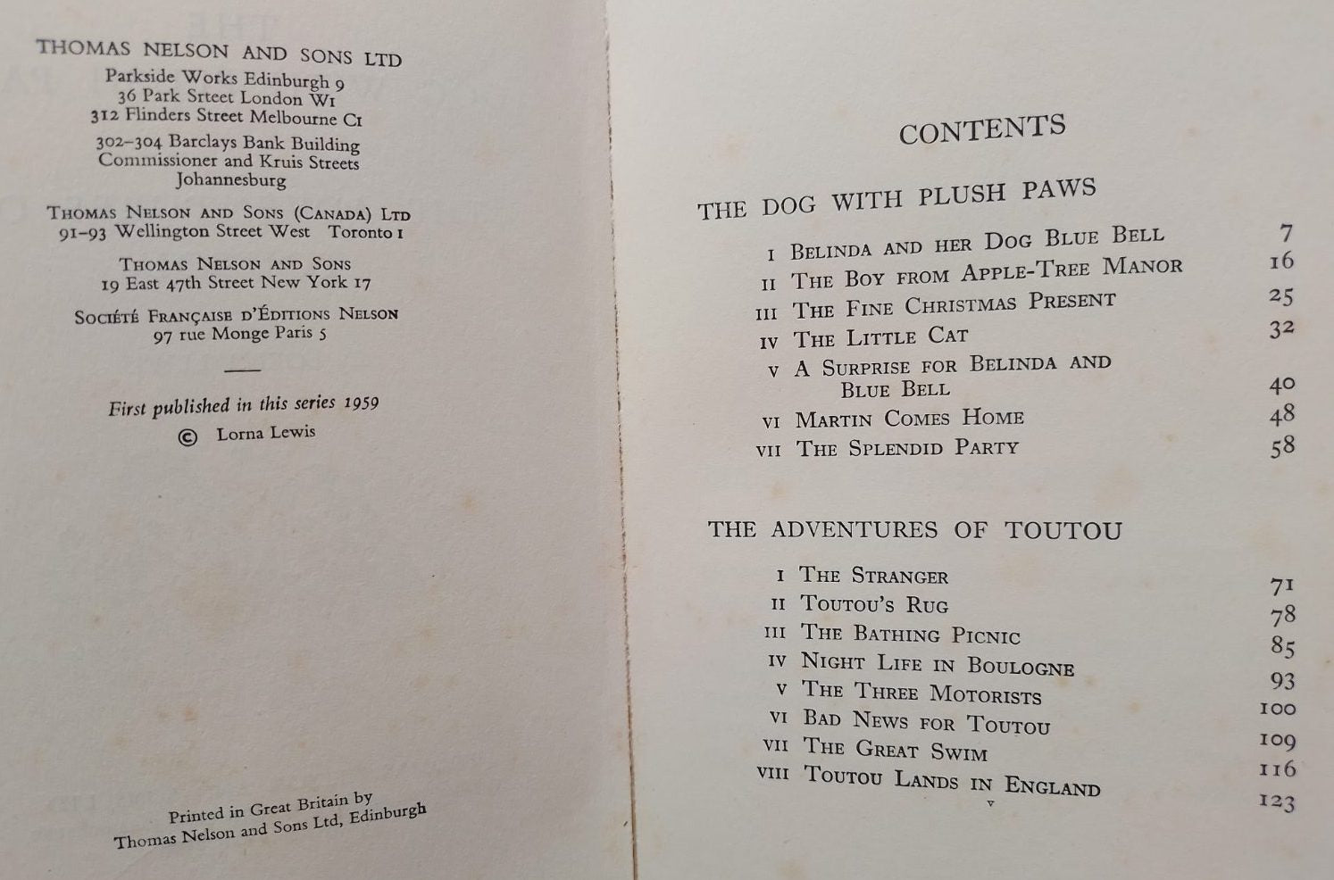 The Dog With Plush Paws The Adventures of Toutou by Lorna Lewis.