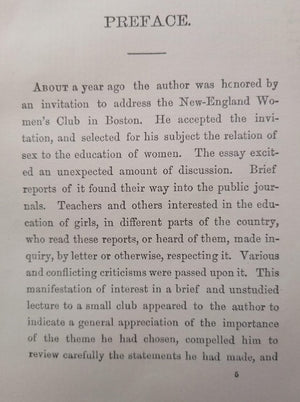 Sex in Education: Or, A Fair Chance For Girls (1875) by Edward H. Clarke