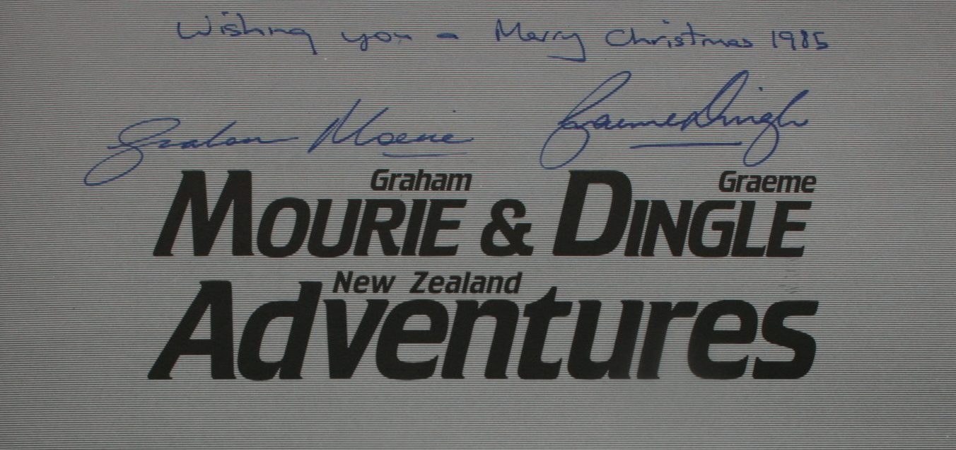 Graham Mourie & Graeme Dingle New Zealand Adventures. DOUBLE SIGNED.