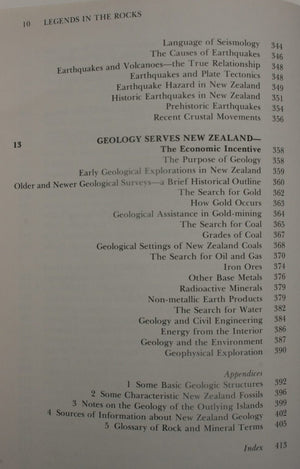 Legends in the Rocks Outline of New Zealand Geology By Maxwell Gage.