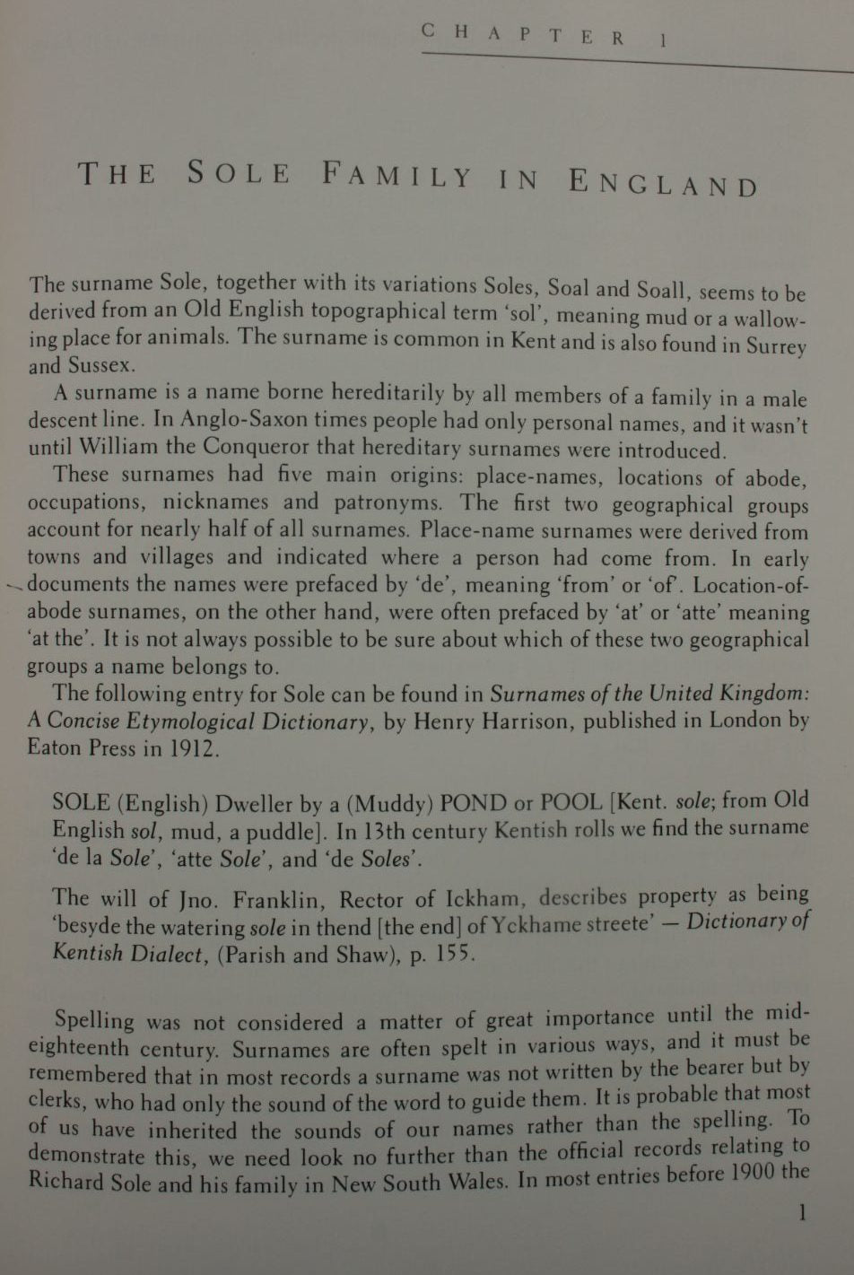 From the Marshes to the Mountain: An Account of the Sole Family, 1791-1991 by Faye Clark.