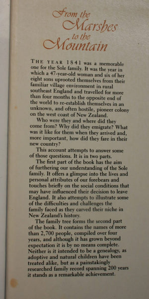 From the Marshes to the Mountain: An Account of the Sole Family, 1791-1991 by Faye Clark.