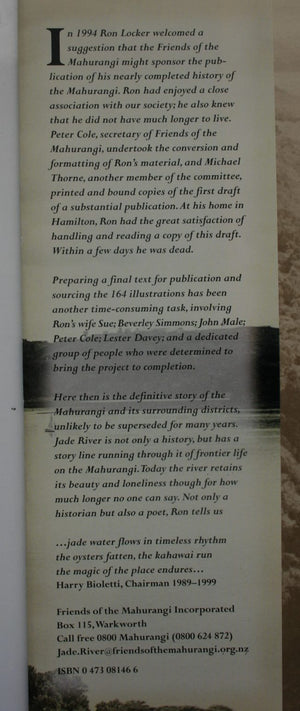 Jade River A History of the Mahurangi by R. H. Locker.