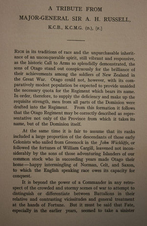 Official History of the Otago Regiment, N.Z.E.F. In the Great War 1914-1918 by Byrne, A. E. (Lieut).