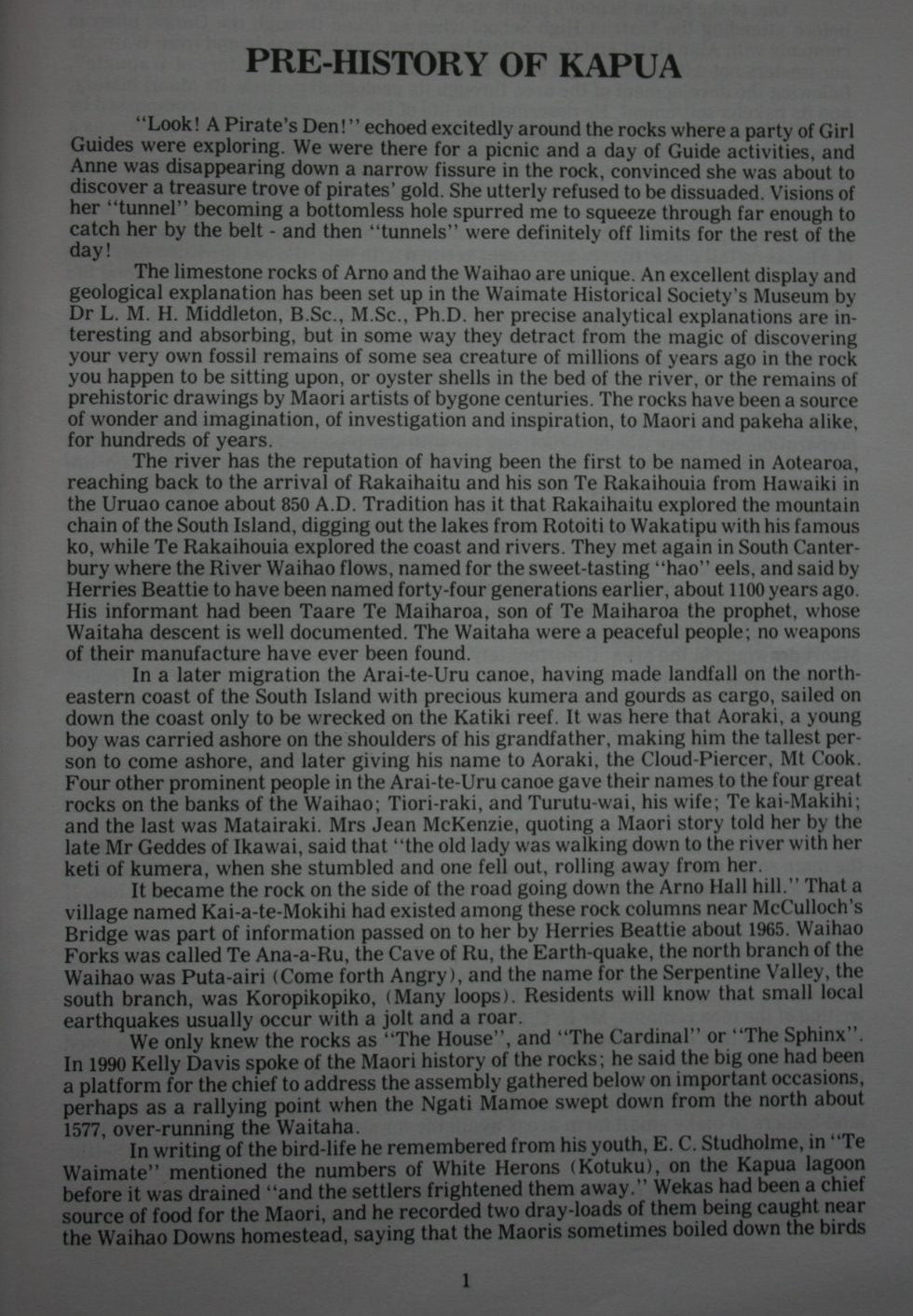 Kapua The Years Between ­1894-1994 A History of the Kapua Settlement & Arno District By J.G. Stace.