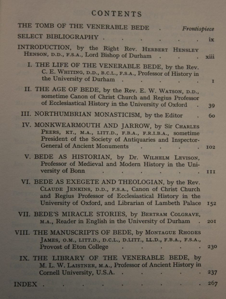 Bede: His Life, Times and Writings. Essays in Commemoration of the Twelfth Century of His Death. A. Hamilton Thompson