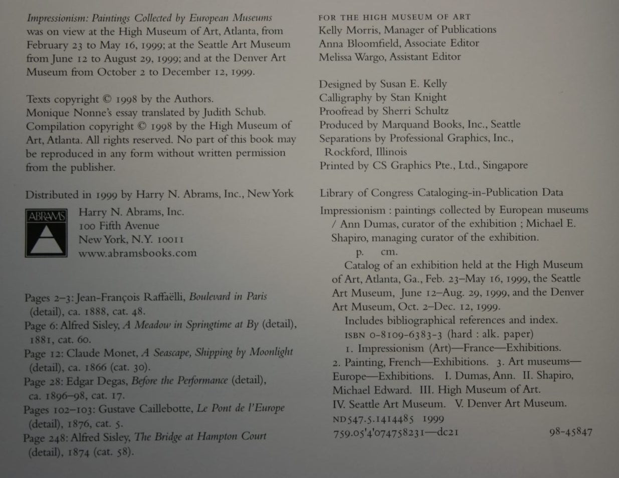 Impressionism. Paintings ­Collected by European ­Museums By Dumas, Ann, High Museum of Art, Michael E. Shapiro.