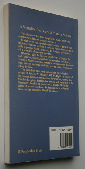 A Simplified Dictionary of ­Modern Samoan By R.W. Allardice, R.W. Allardice (Edited by).