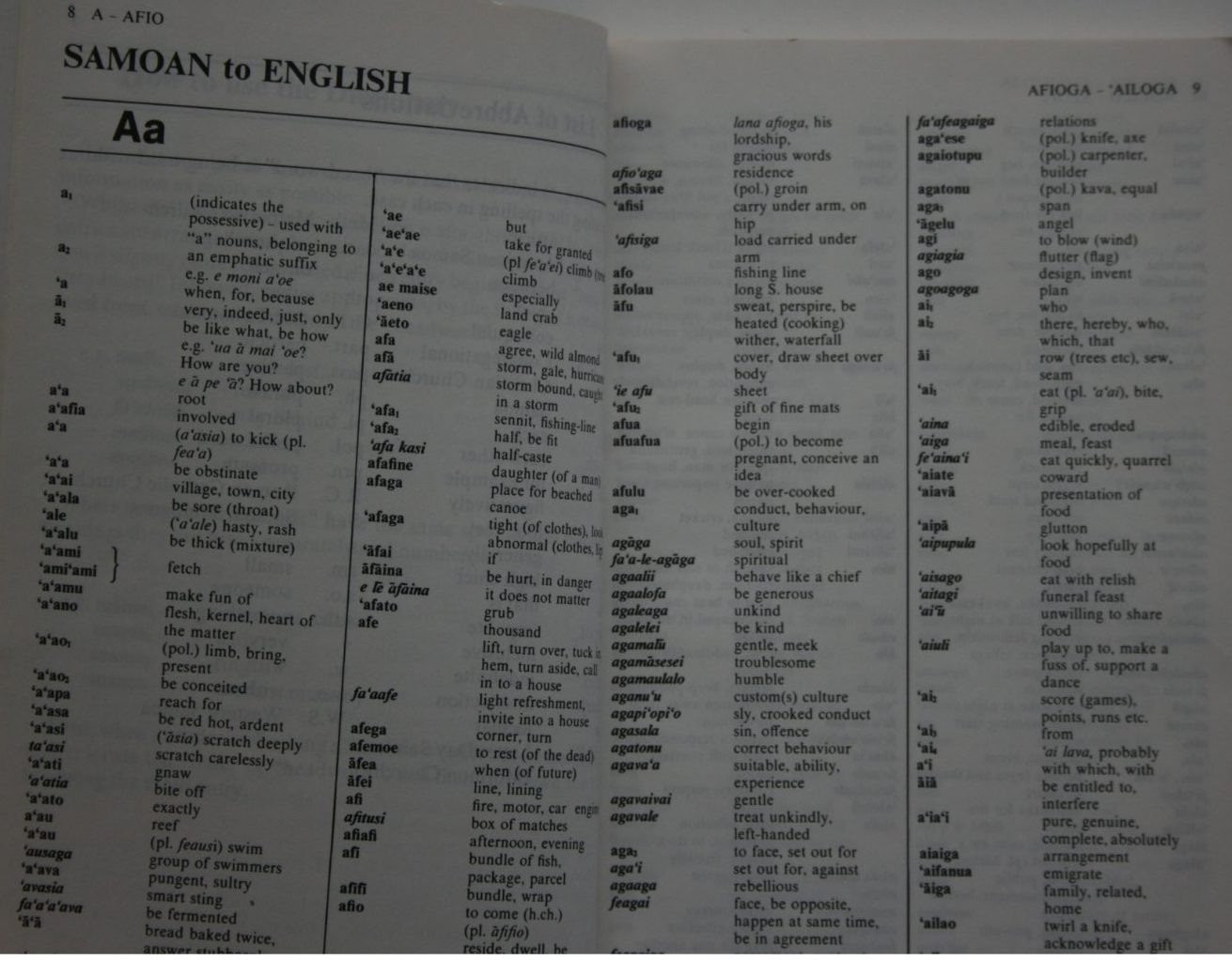 A Simplified Dictionary of ­Modern Samoan By R.W. Allardice, R.W. Allardice (Edited by).