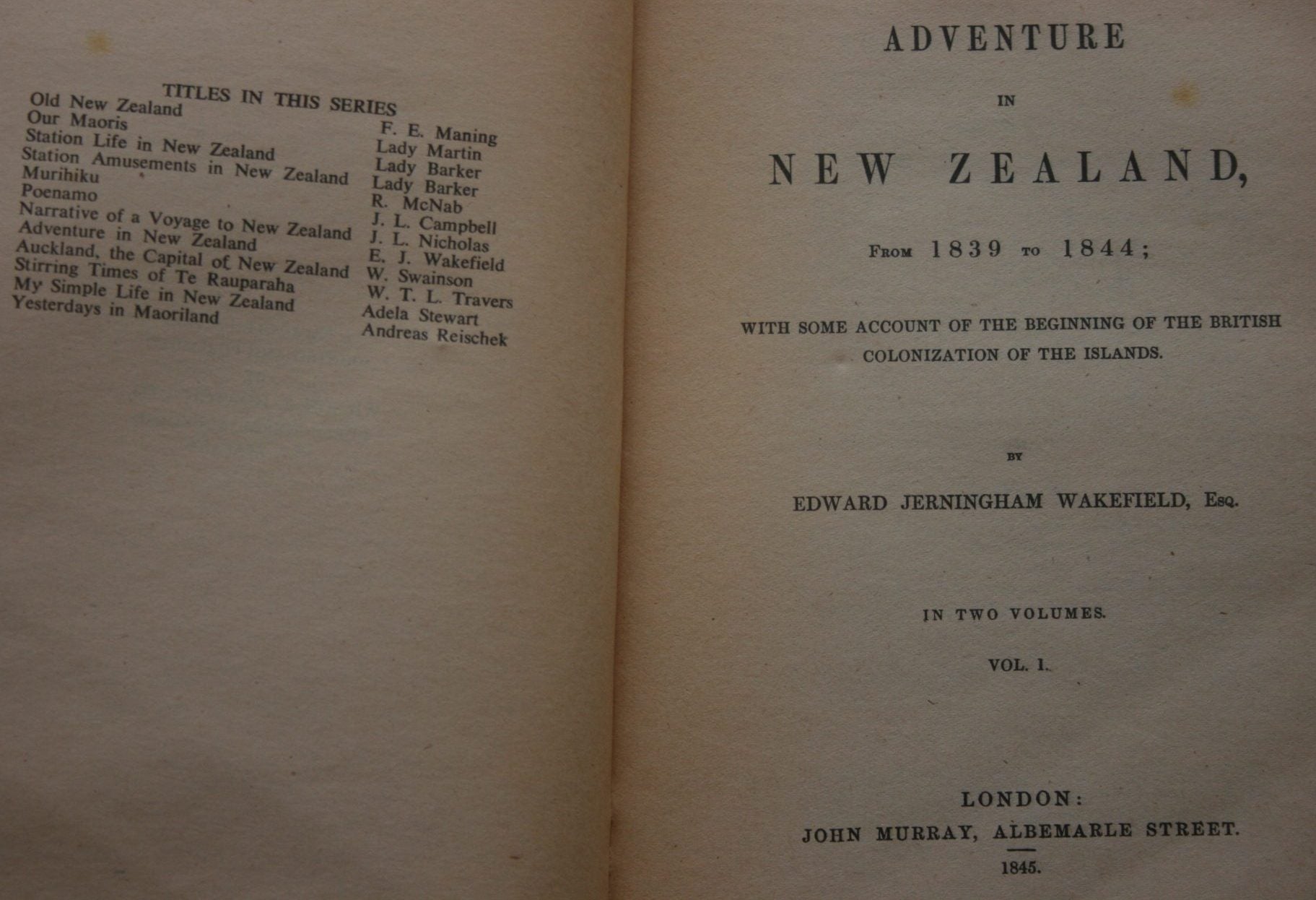 Adventure in New Zealand. Vol. 1, by E.J. Wakefield.