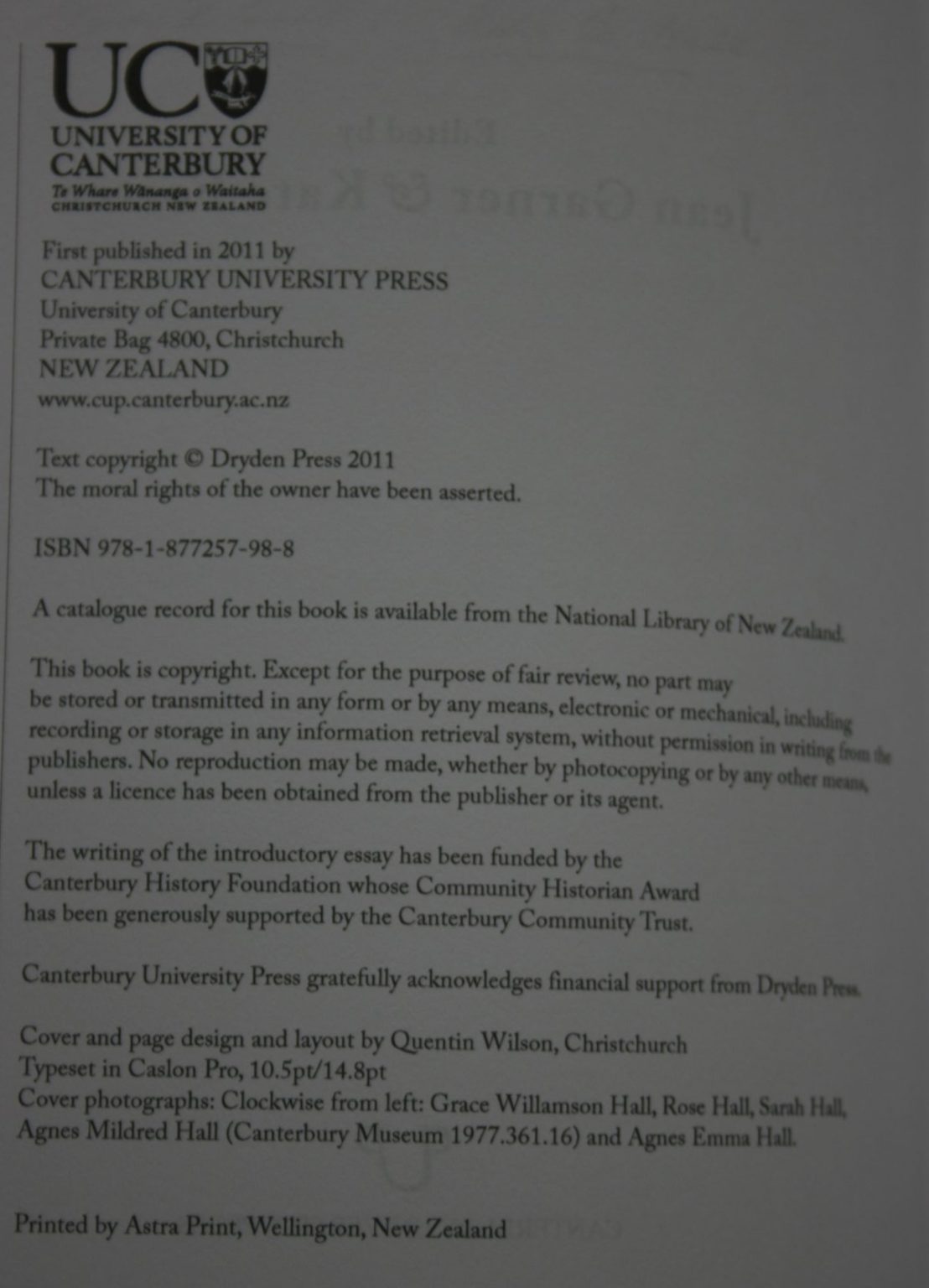 Letters to Grace. Writing Home from Colonial New Zealand. by J. Garner, K Foster