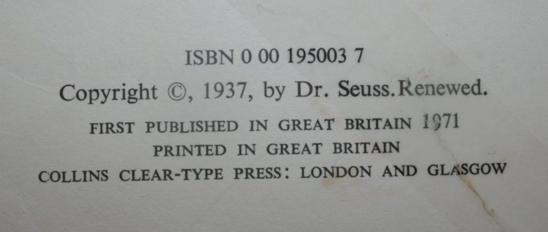 And to Think That I Saw It on Mulberry Street. By Dr. Seuss.  VERY SCARCE FIRST UK EDITION. CONTAINS ALL THE BANNED REFERENCES.